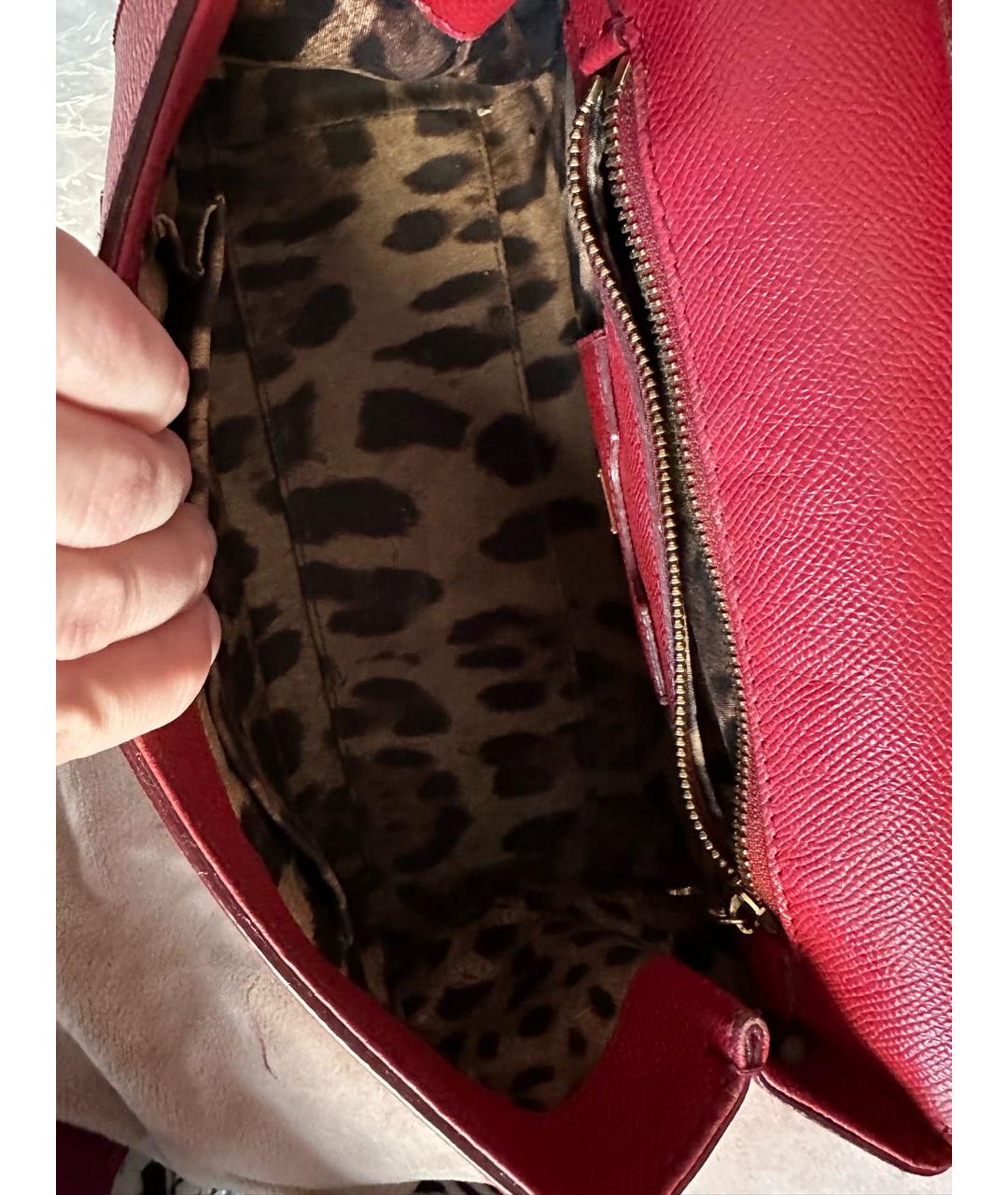 DOLCE&GABBANA Красная кожаная сумка с короткими ручками, фото 4