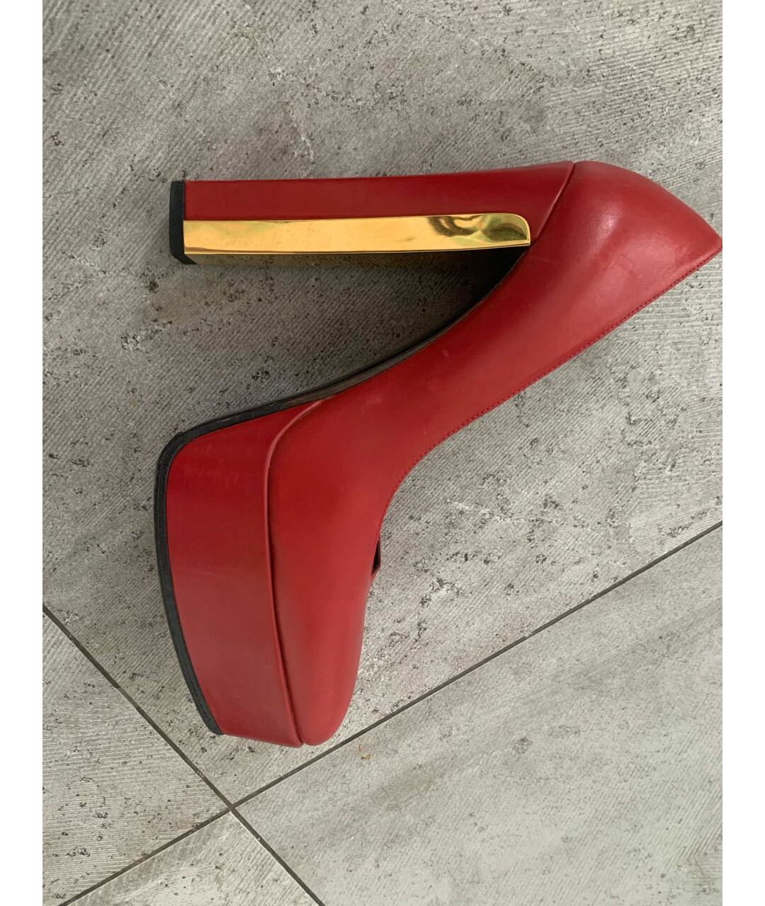 SAINT LAURENT Красные кожаные туфли, фото 9