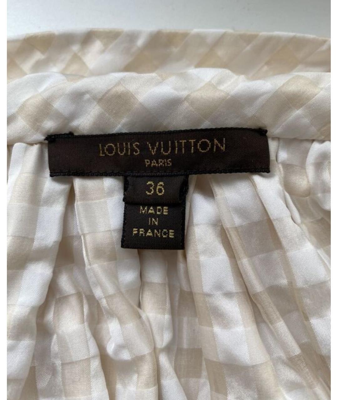 LOUIS VUITTON PRE-OWNED Бежевая шелковая юбка миди, фото 3