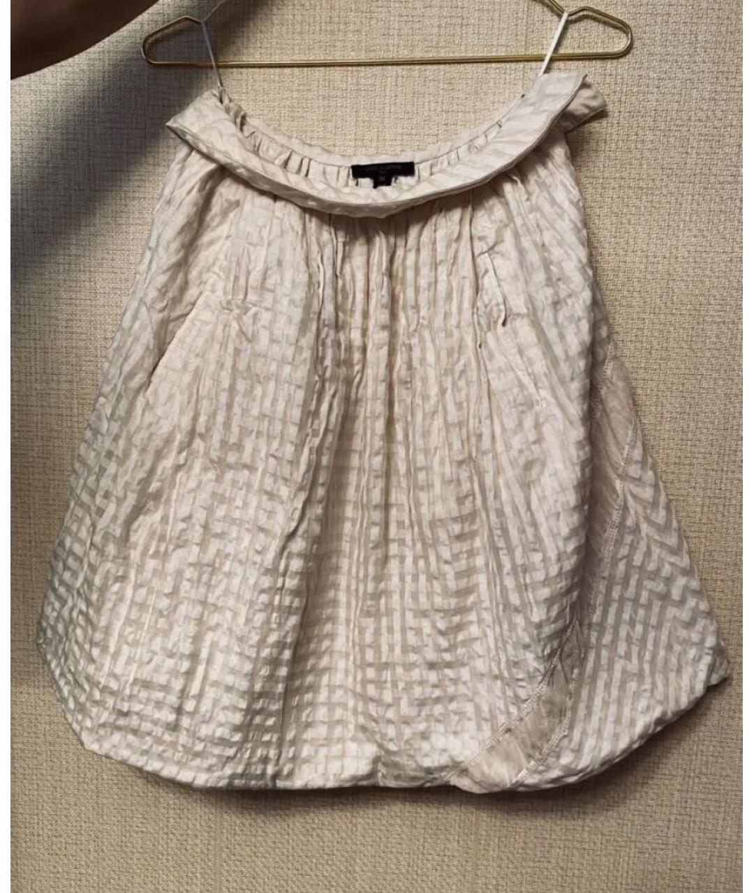 LOUIS VUITTON Бежевая шелковая юбка миди, фото 9