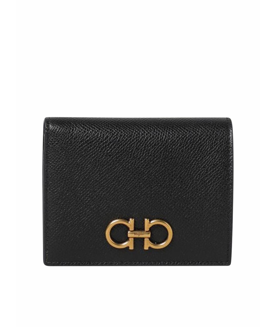 FERRAGAMO Черный кожаный кошелек, фото 1