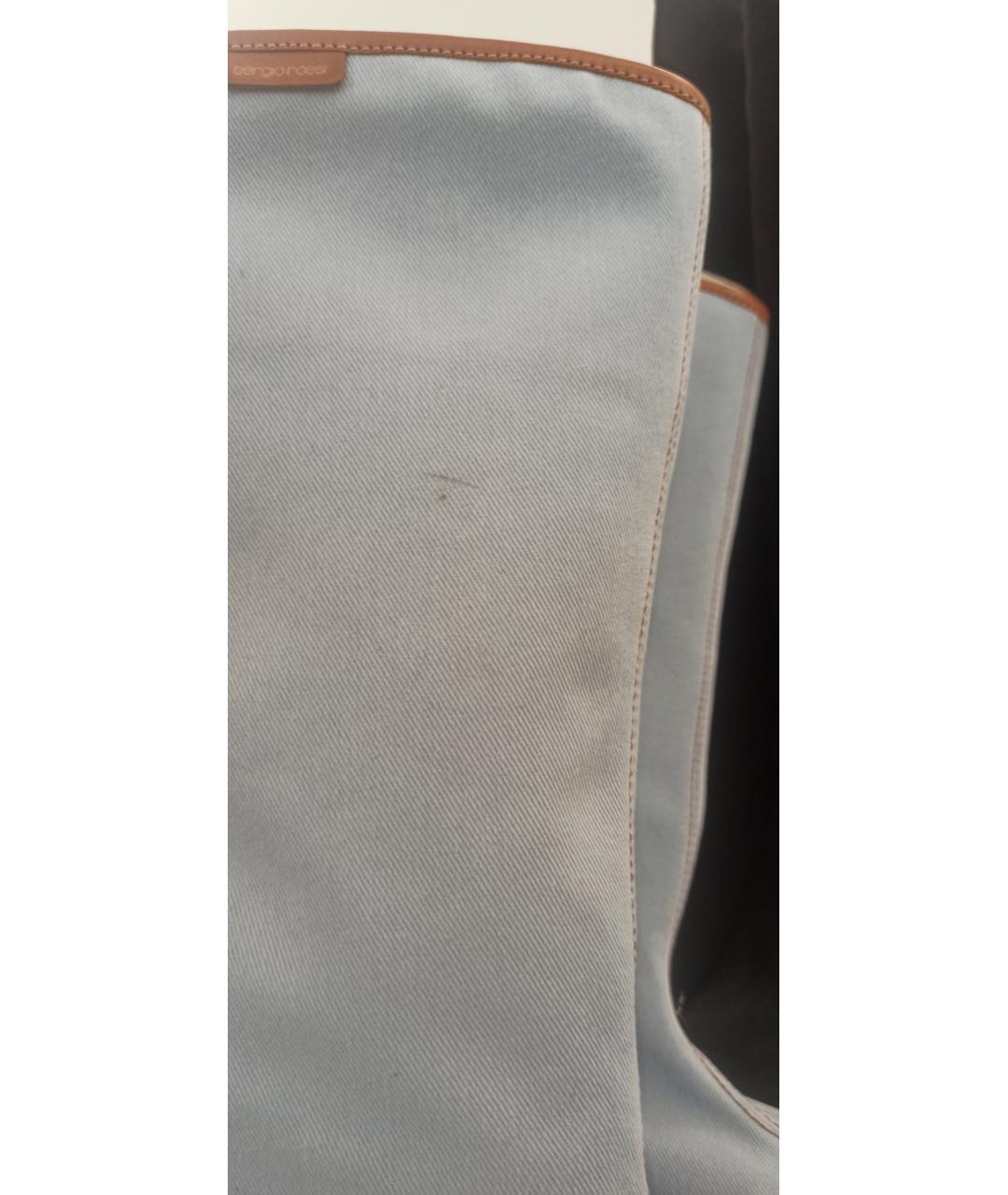 SERGIO ROSSI Голубые текстильные сапоги, фото 9