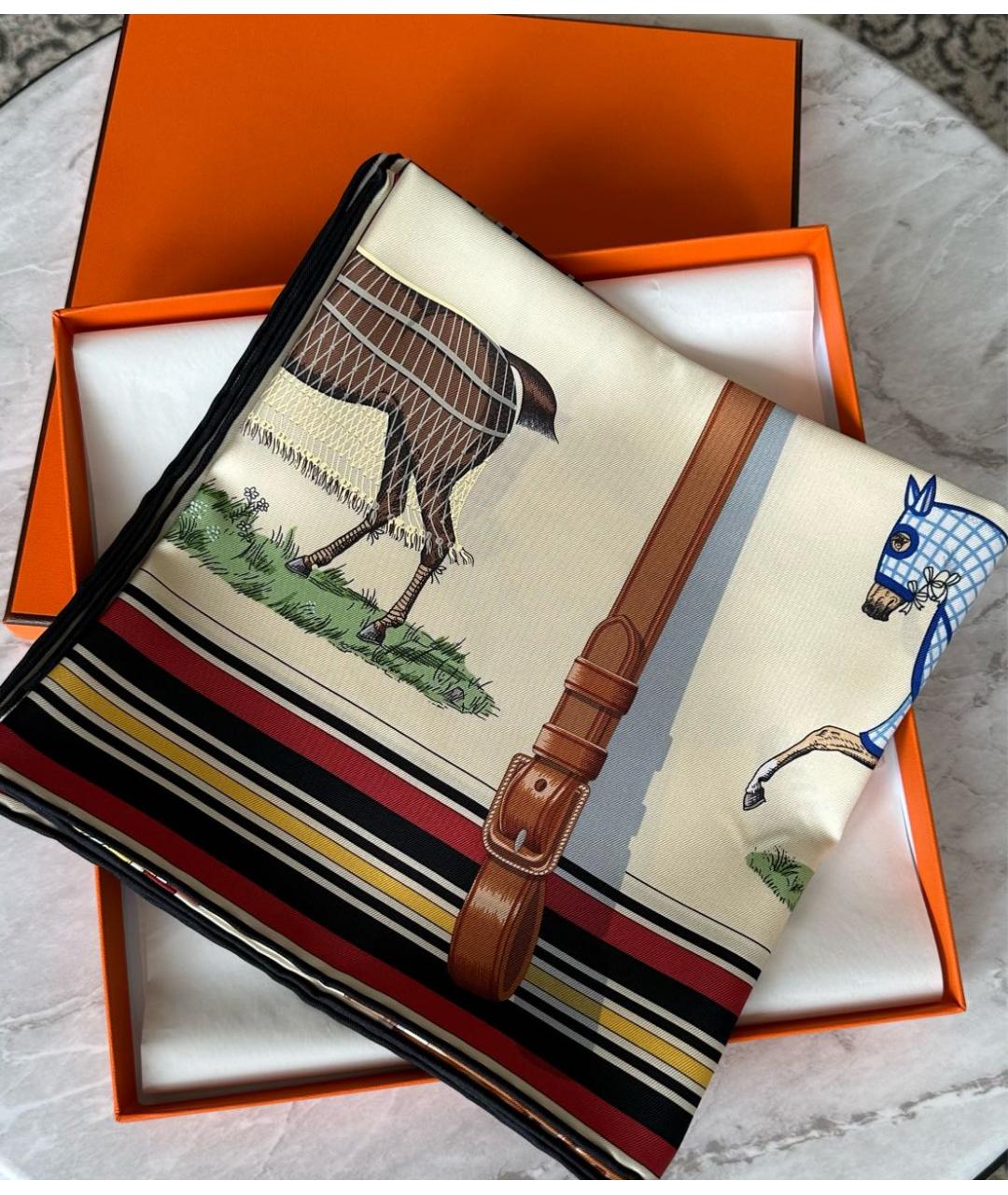 HERMES Мульти шелковый платок, фото 3