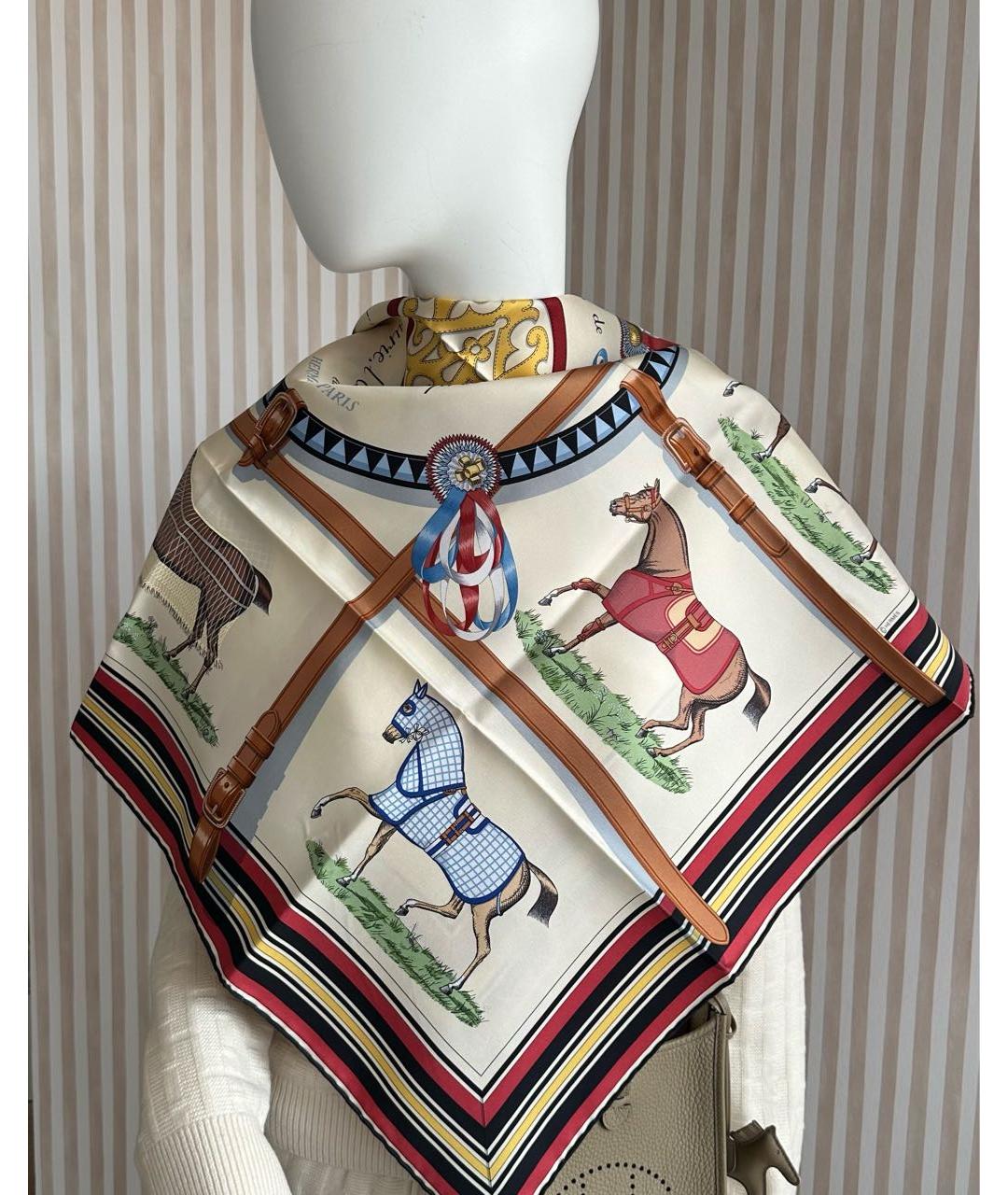 HERMES Мульти шелковый платок, фото 2