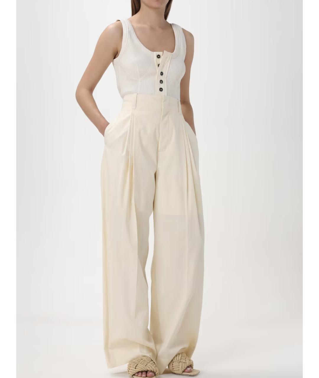 BOTTEGA VENETA Белые прямые брюки, фото 3