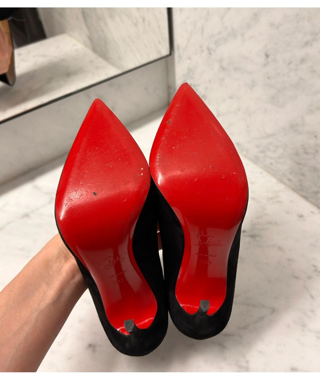 CHRISTIAN LOUBOUTIN Черные замшевые туфли, фото 5