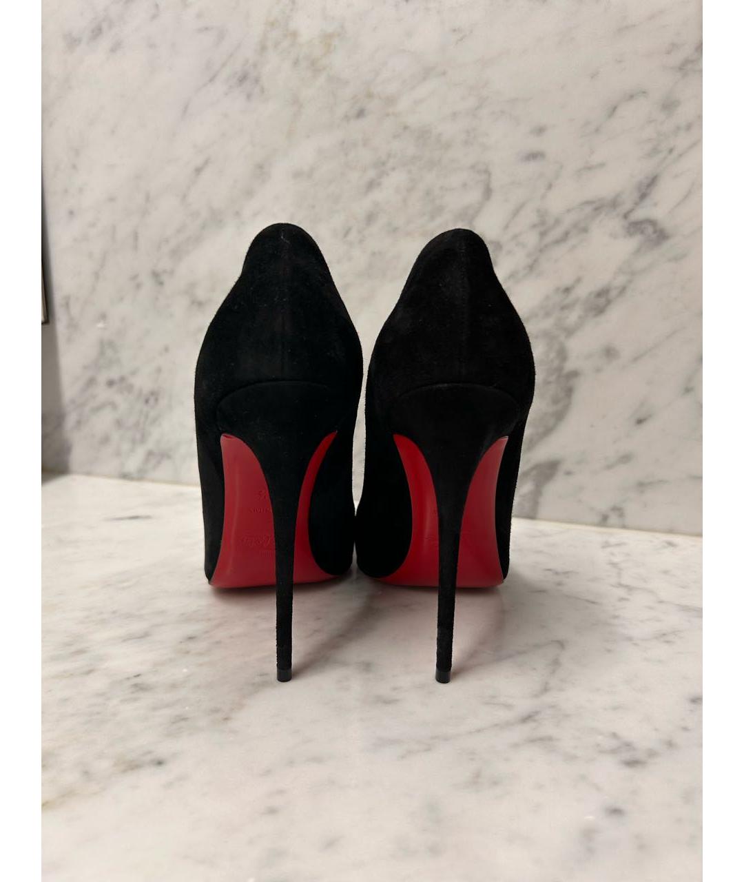 CHRISTIAN LOUBOUTIN Черные замшевые туфли, фото 4