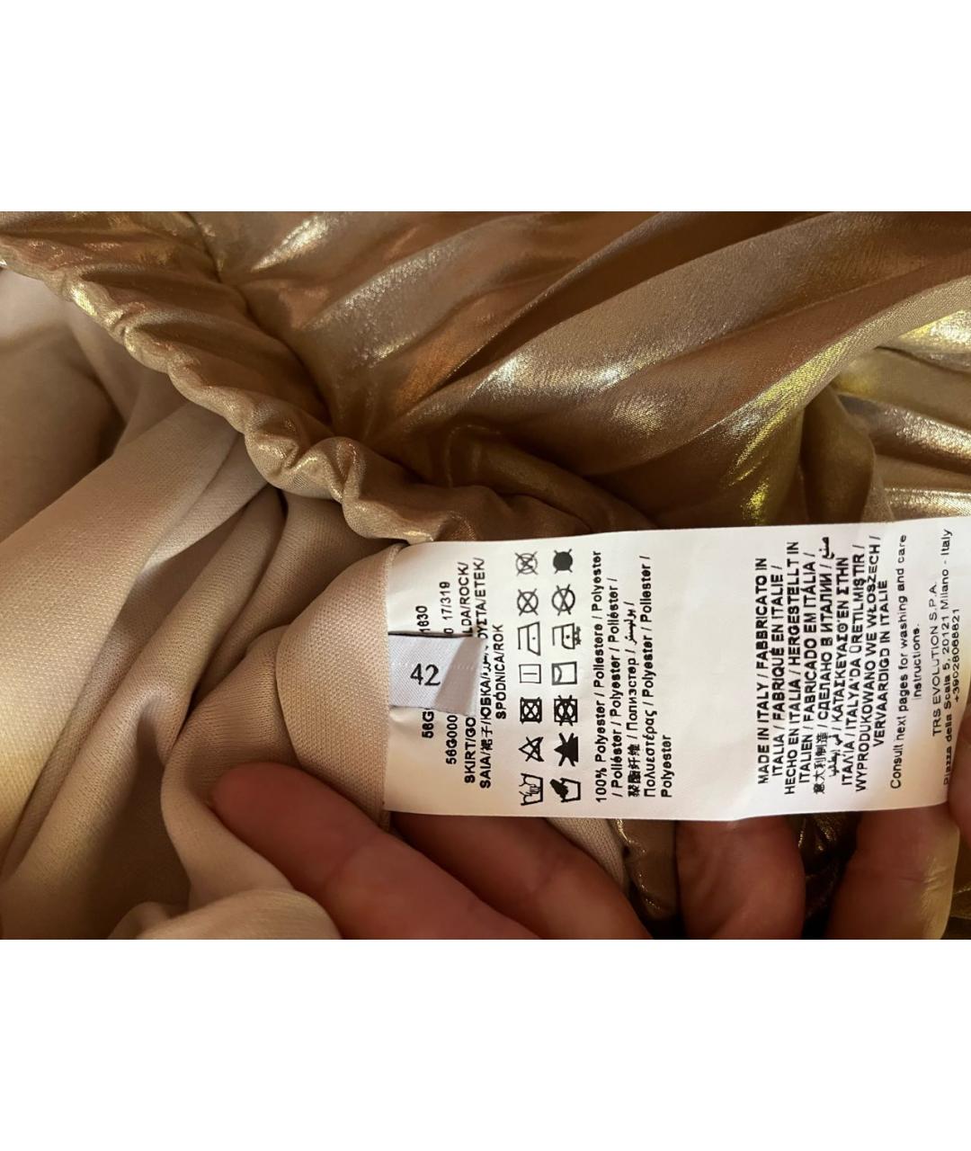TRUSSARDI JEANS Золотая полиэстеровая юбка миди, фото 4
