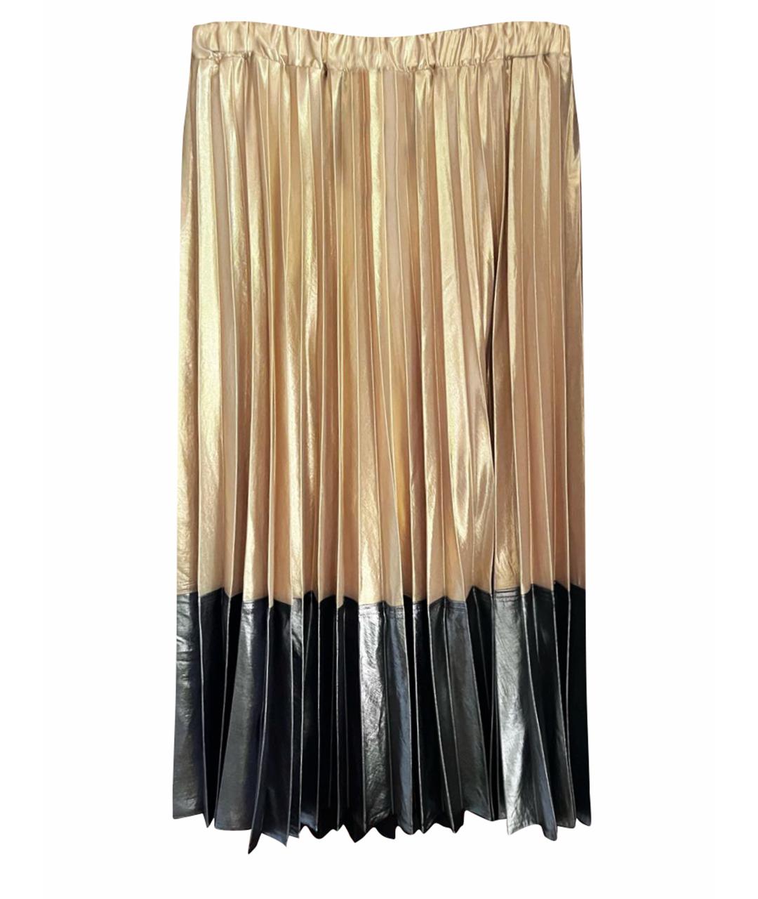 TRUSSARDI JEANS Золотая полиэстеровая юбка миди, фото 1