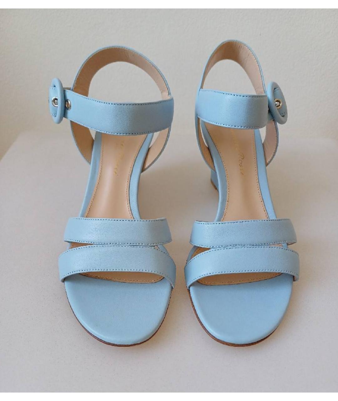 GIANVITO ROSSI Голубые кожаные босоножки, фото 2