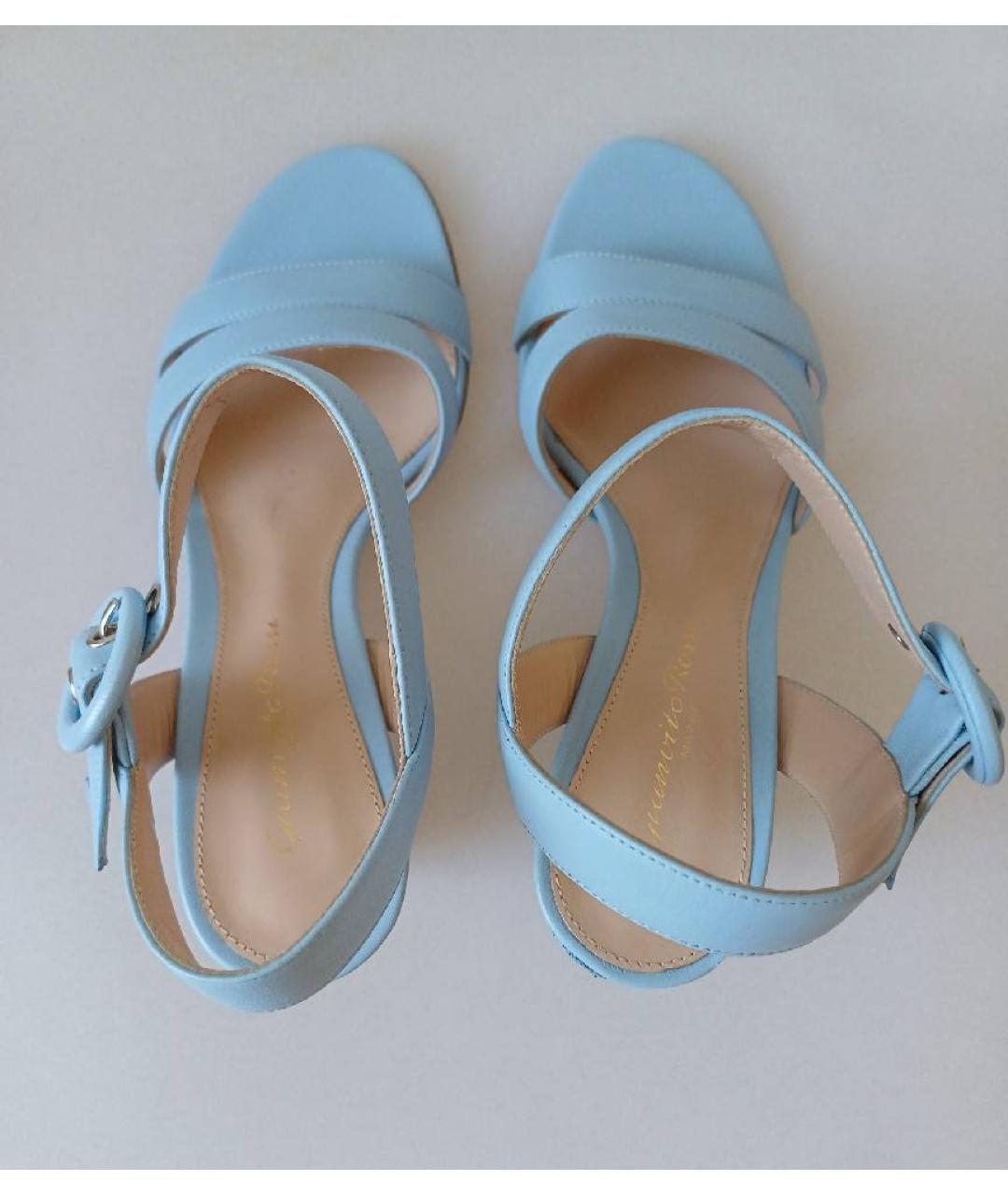 GIANVITO ROSSI Голубые кожаные босоножки, фото 3