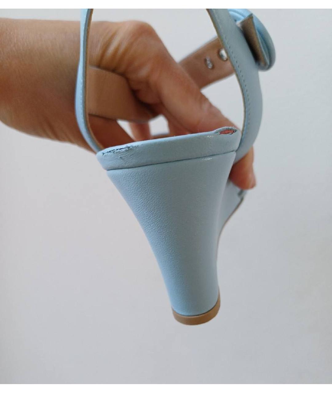 GIANVITO ROSSI Голубые кожаные босоножки, фото 7
