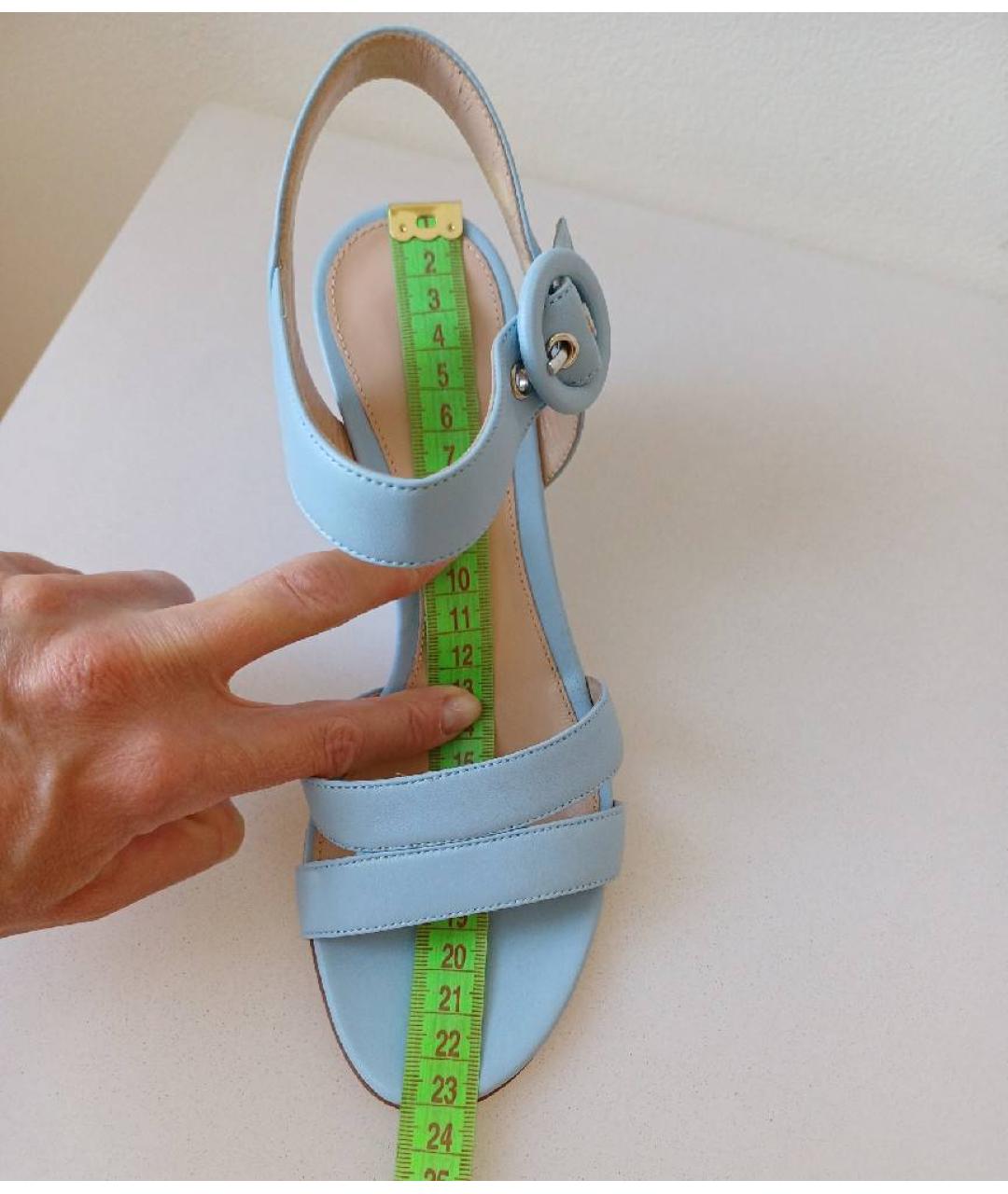 GIANVITO ROSSI Голубые кожаные босоножки, фото 6