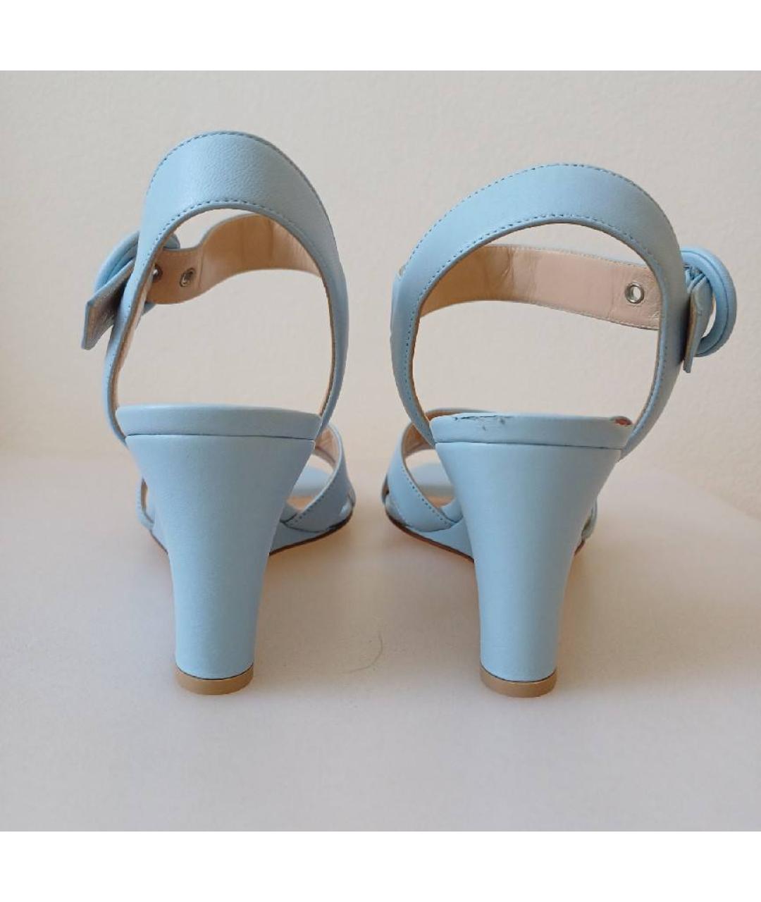 GIANVITO ROSSI Голубые кожаные босоножки, фото 4