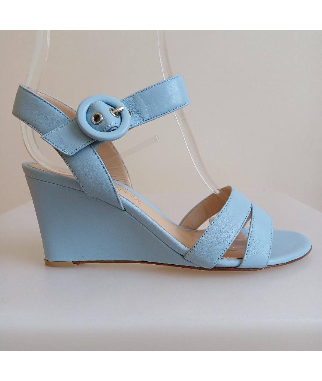 GIANVITO ROSSI Голубые кожаные босоножки, фото 8