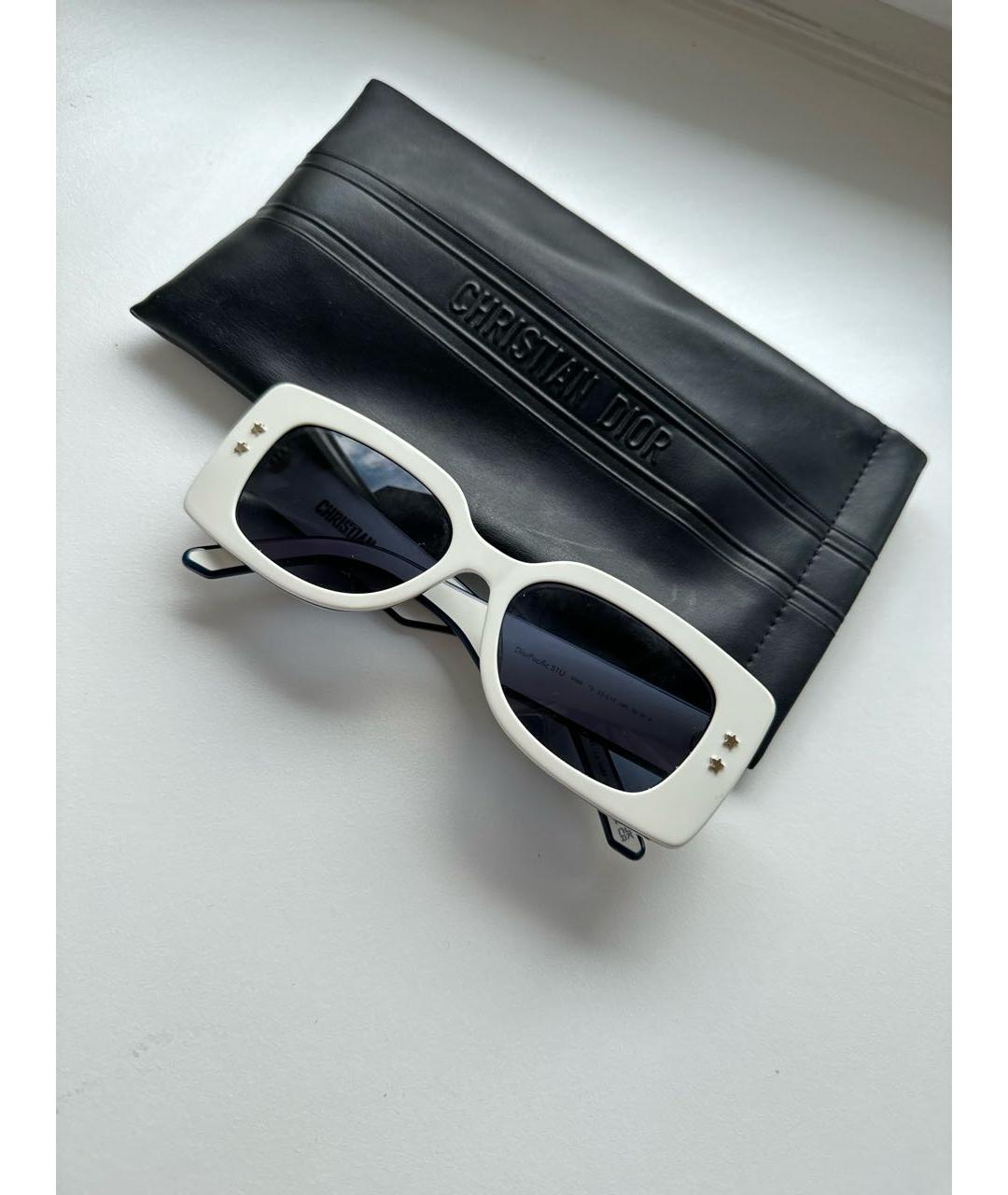CHRISTIAN DIOR Белые пластиковые солнцезащитные очки, фото 2