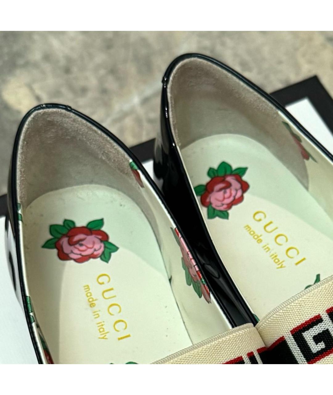 GUCCI KIDS Черные балетки из лакированной кожи, фото 4