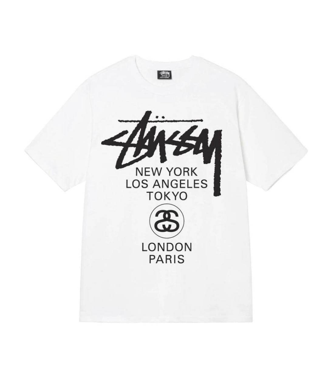 STUSSY Белая хлопковая футболка, фото 1