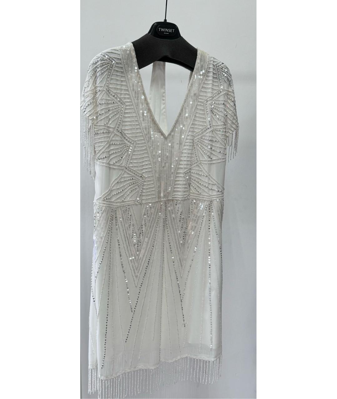 TWIN-SET Белое полиэстеровое коктейльное платье, фото 9