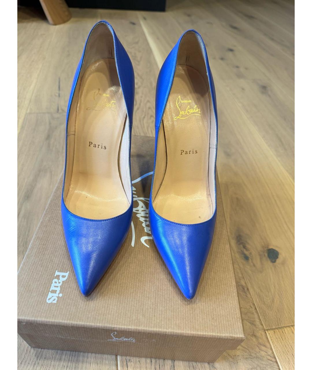 CHRISTIAN LOUBOUTIN Синие кожаные туфли, фото 2