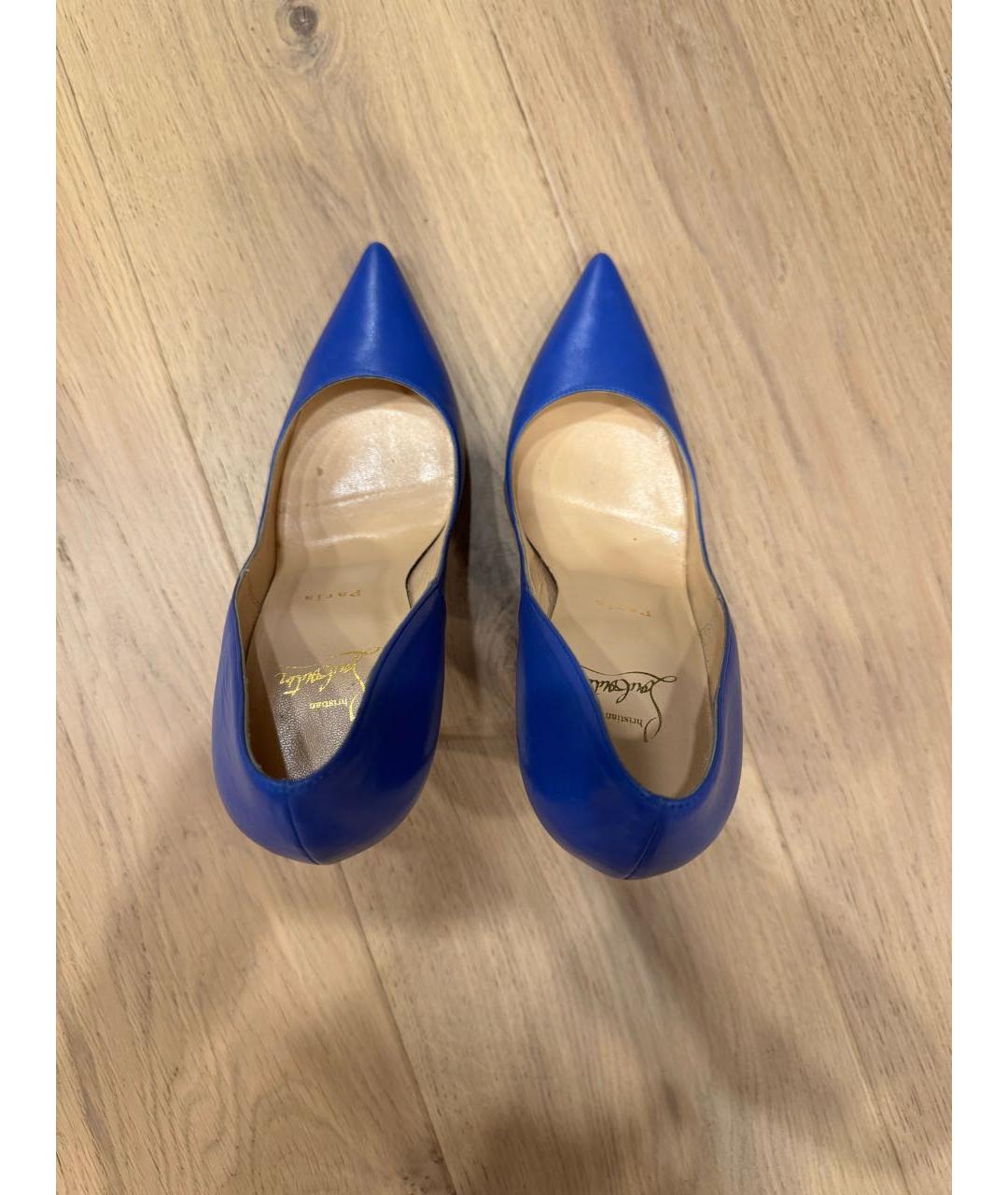 CHRISTIAN LOUBOUTIN Синие кожаные туфли, фото 3