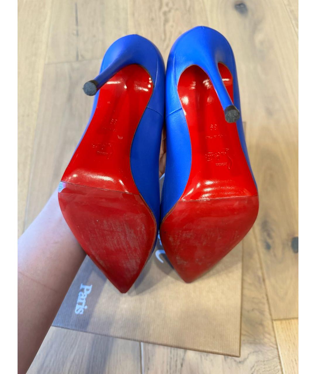 CHRISTIAN LOUBOUTIN Синие кожаные туфли, фото 5
