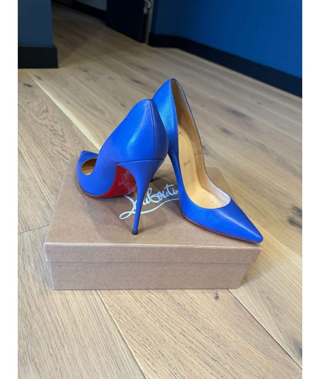 CHRISTIAN LOUBOUTIN Синие кожаные туфли, фото 6