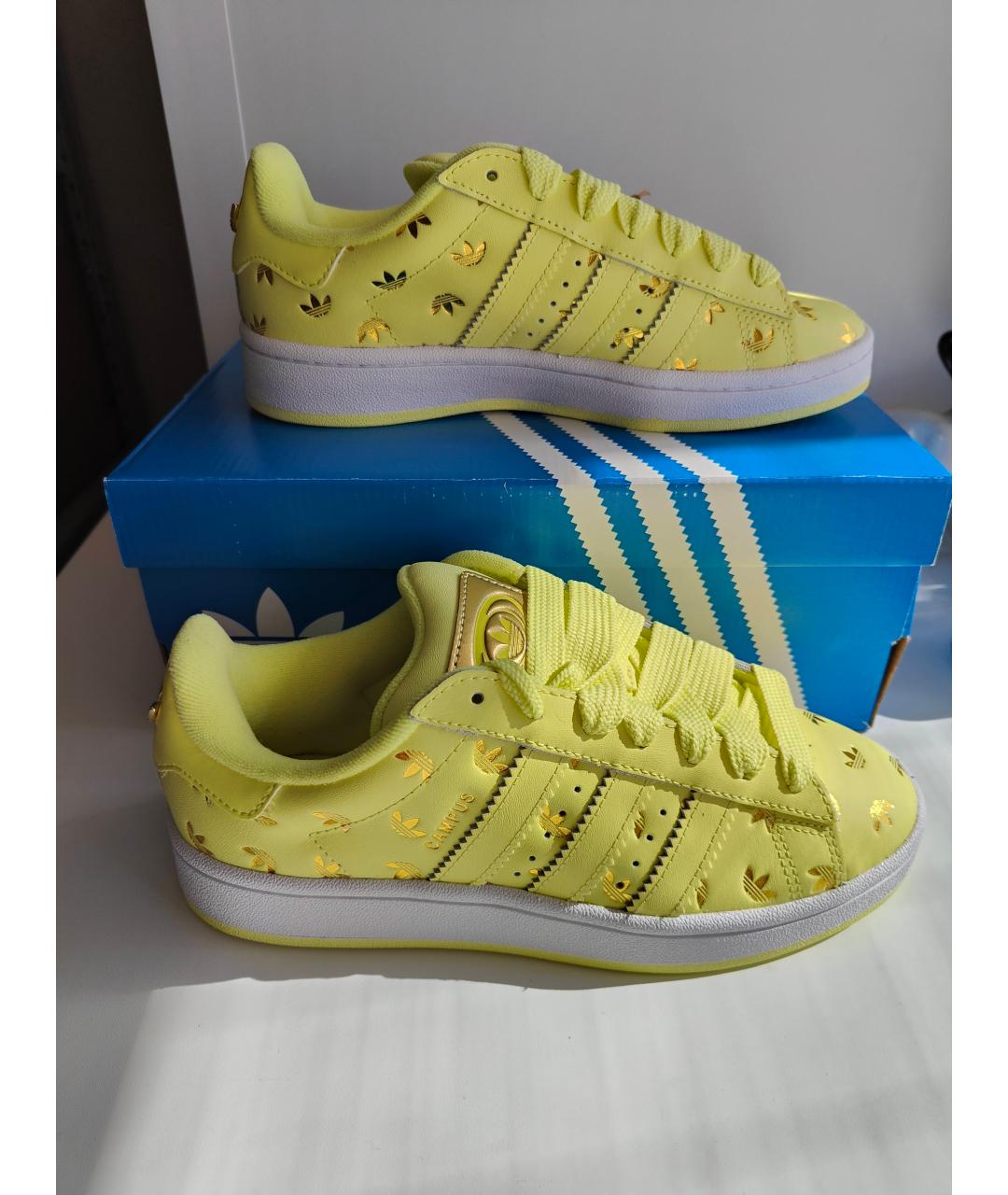 ADIDAS Желтые кожаные кроссовки, фото 2