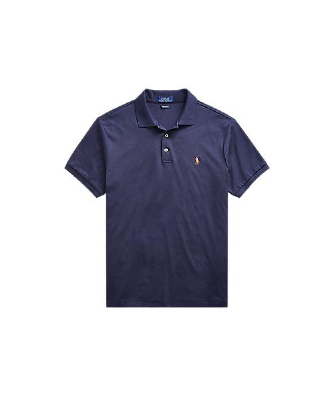 POLO RALPH LAUREN Темно-синее хлопковое поло с коротким рукавом, фото 1