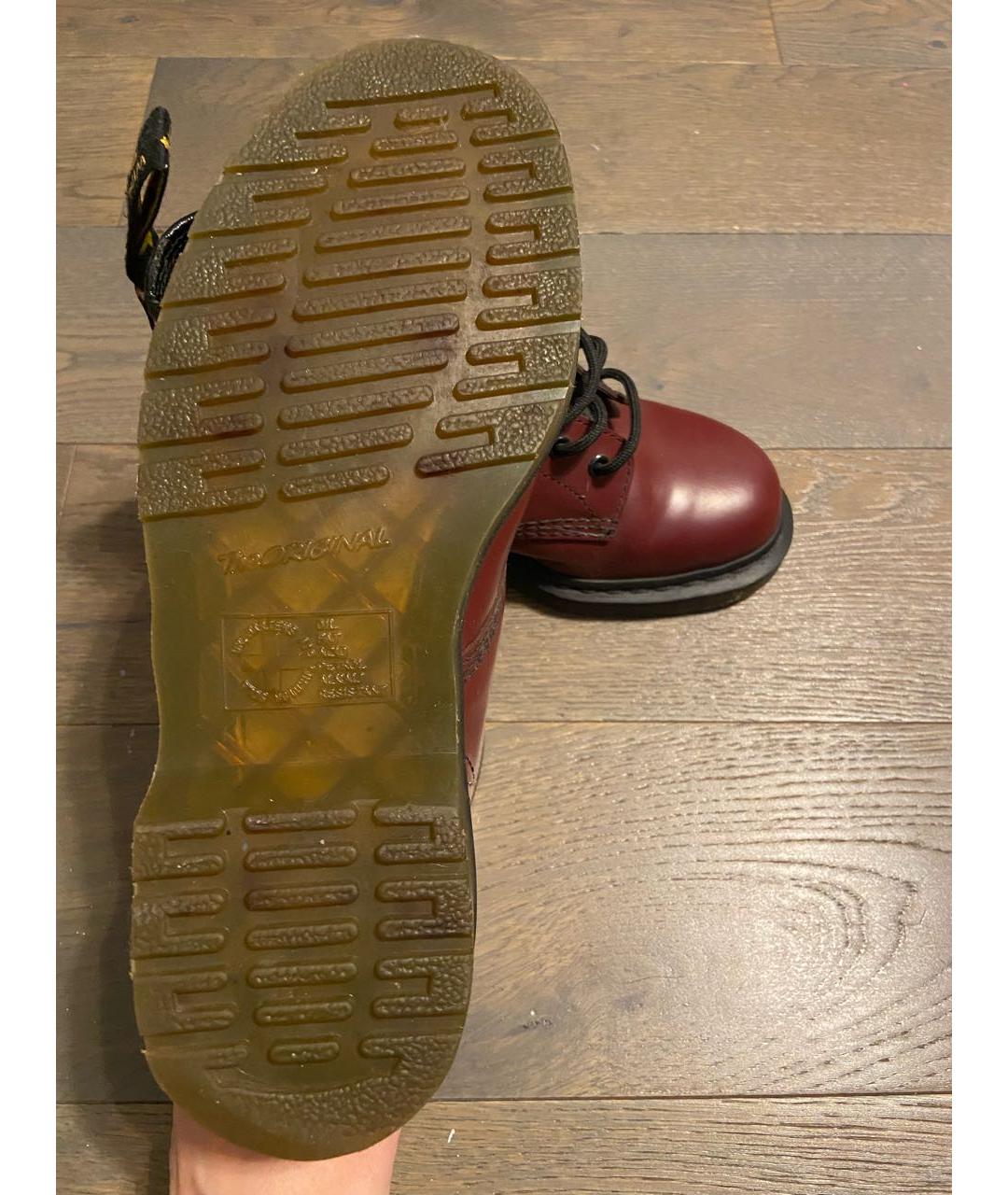 DR. MARTENS Бордовые кожаные ботинки, фото 5