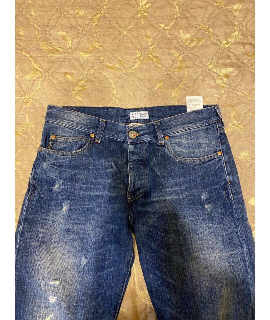 ARMANI JEANS Синие хлопковые прямые джинсы, фото 3