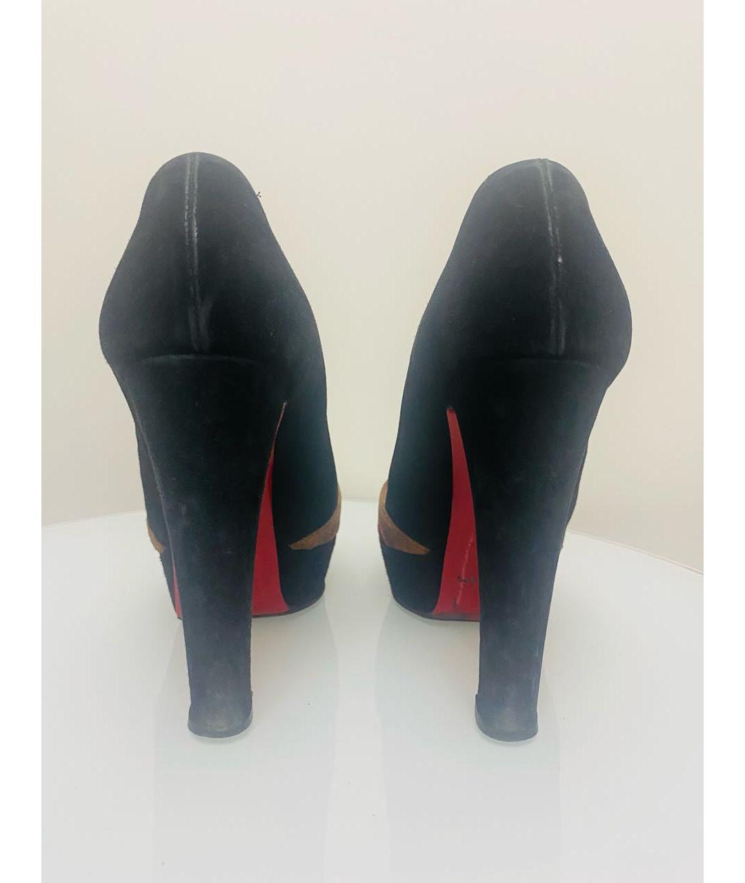 CHRISTIAN LOUBOUTIN Черные замшевые туфли, фото 4