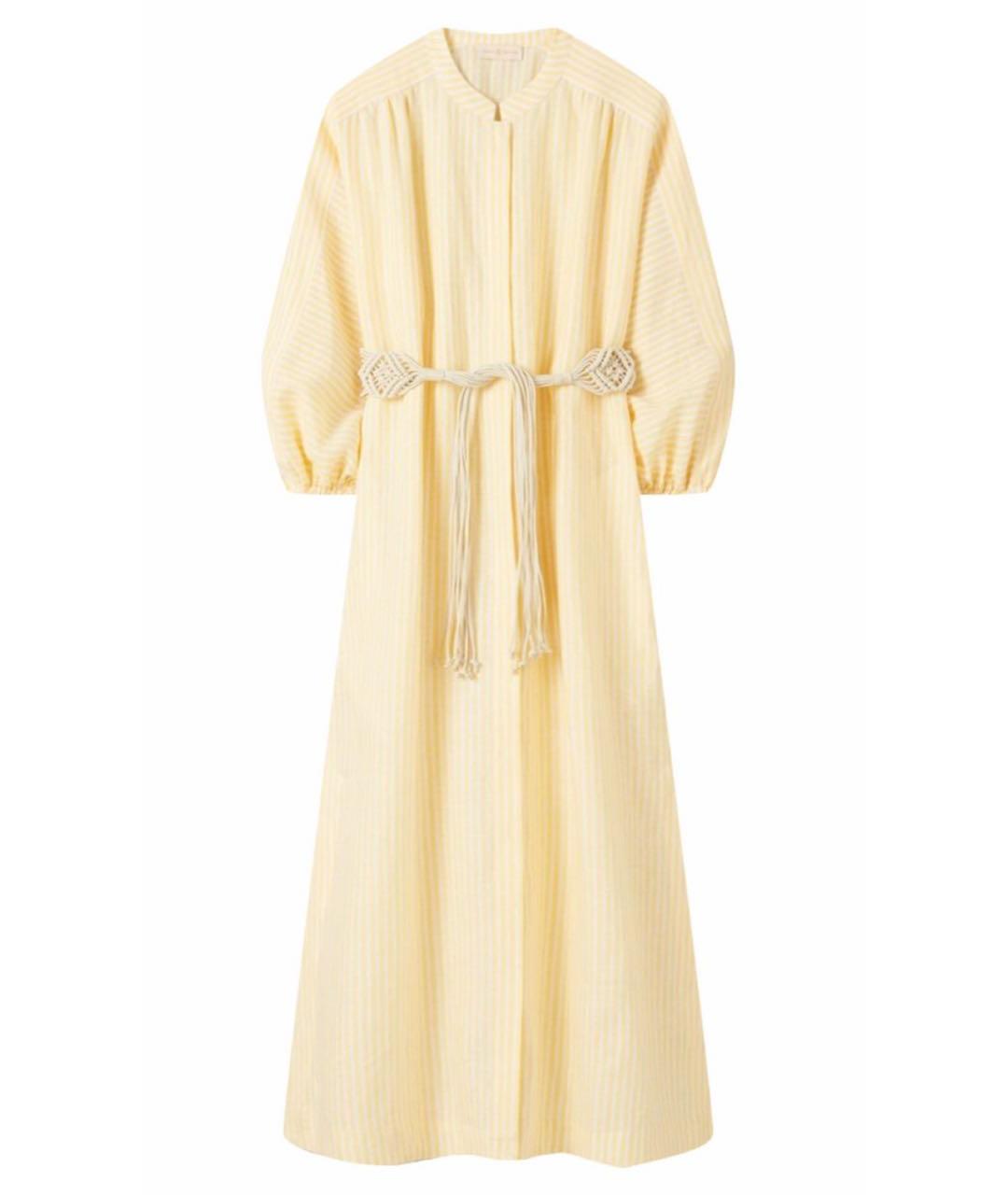 TORY BURCH Желтое льняное повседневное платье, фото 1