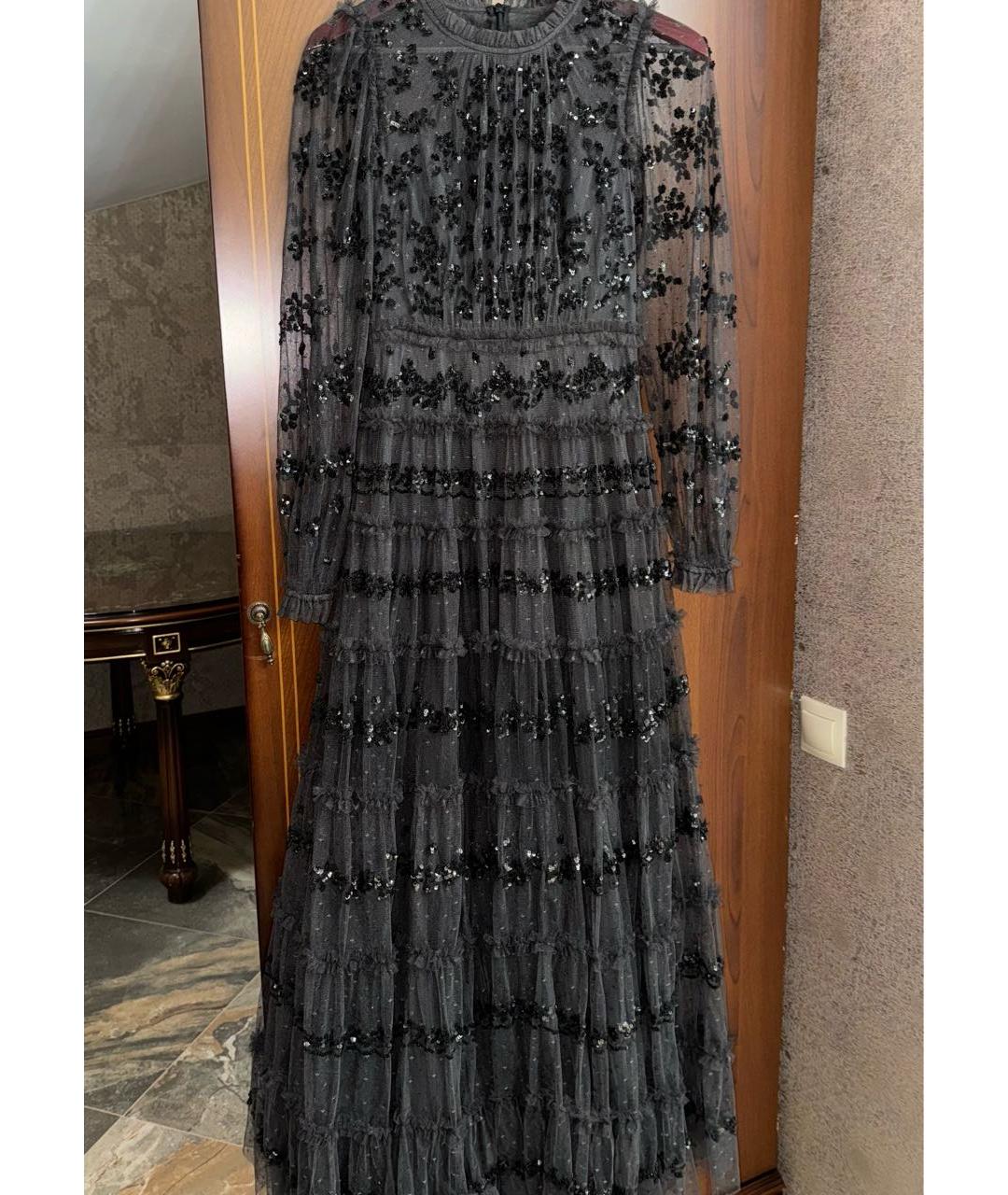 NEEDLE & THREAD Черное сетчатое вечернее платье, фото 2