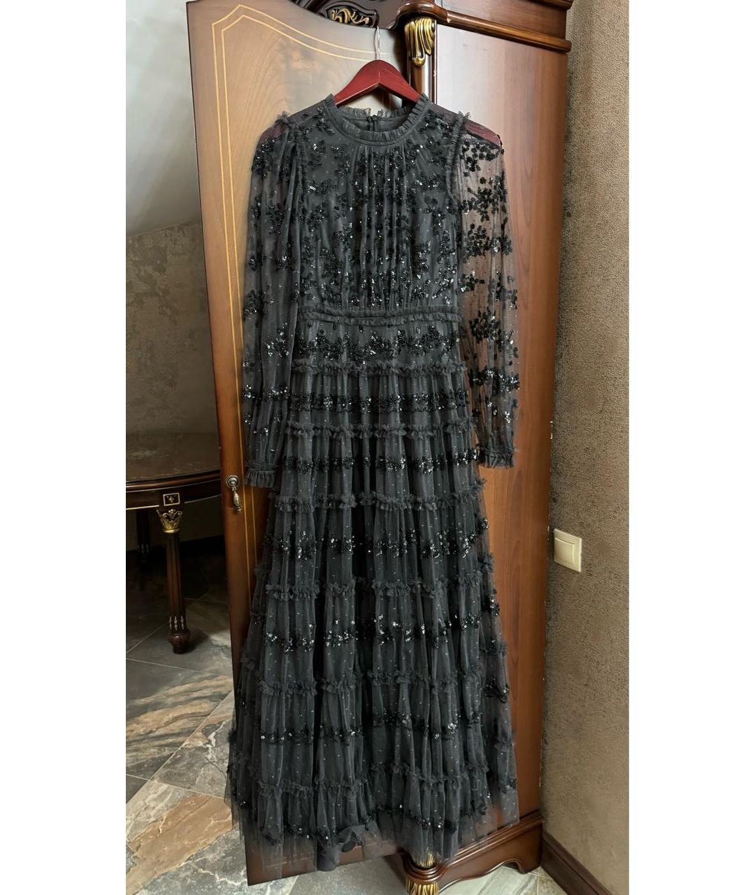 NEEDLE & THREAD Черное сетчатое вечернее платье, фото 5