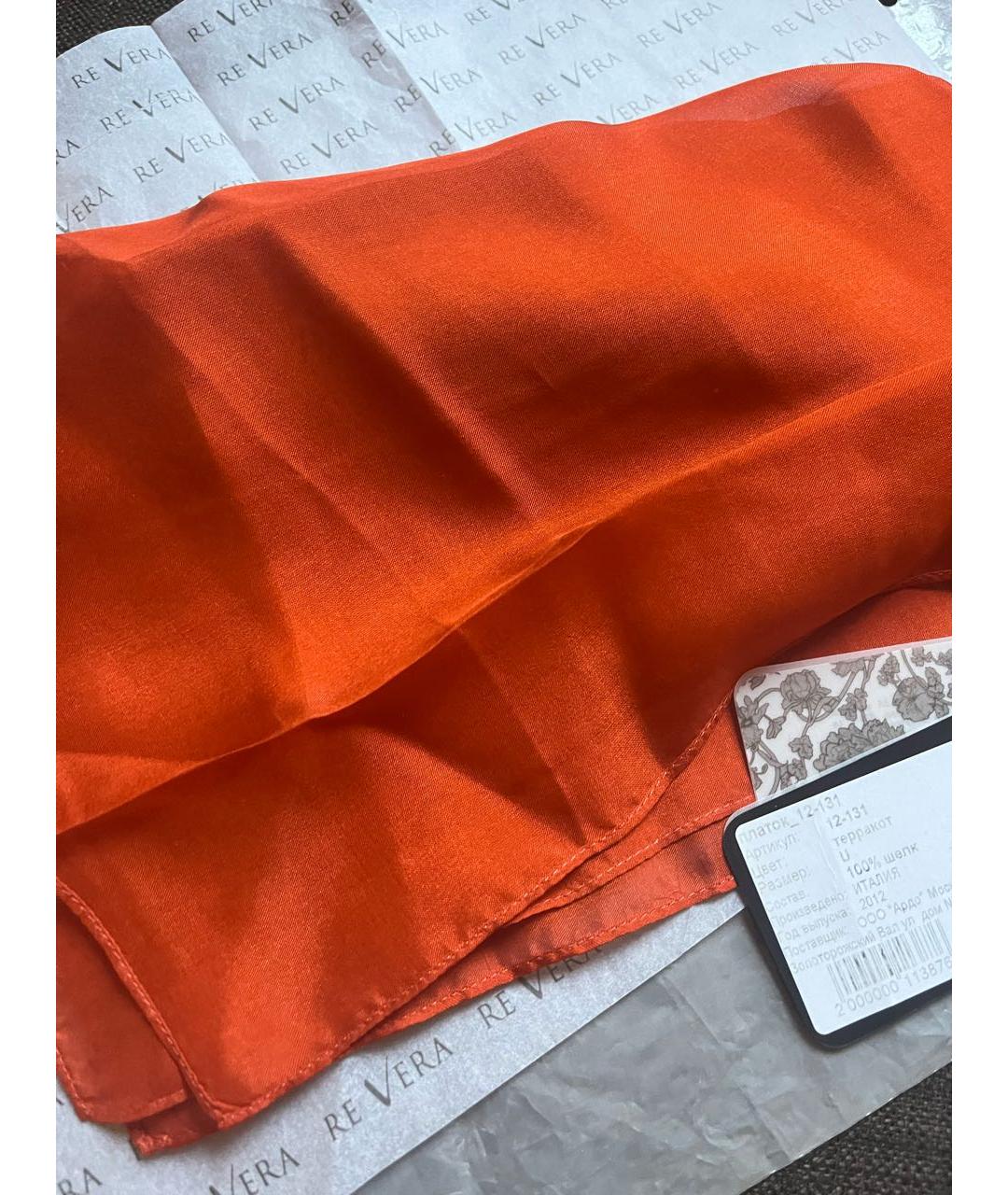 RE VERA Оранжевый шелковый платок, фото 5
