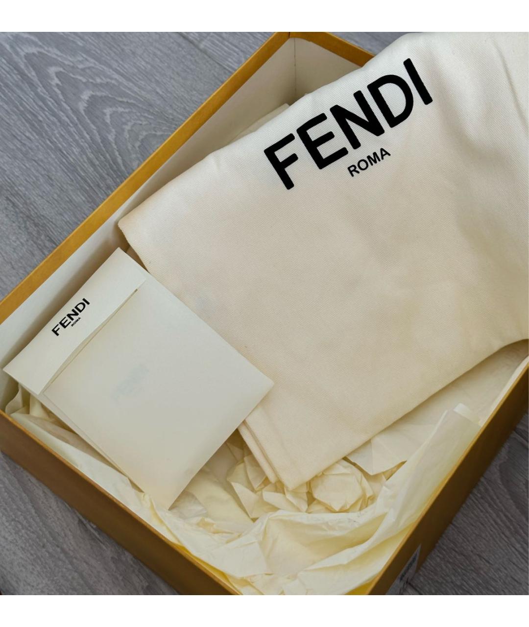 FENDI Коричневые кожаные босоножки, фото 5