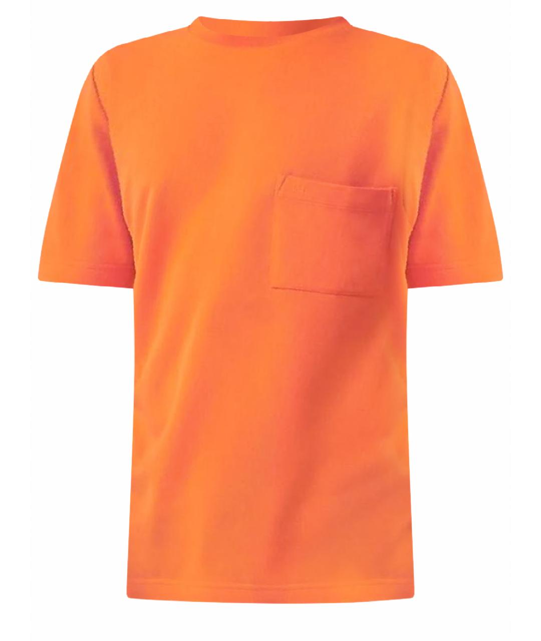 HERMES PRE-OWNED Оранжевая хлопко-эластановая футболка, фото 1