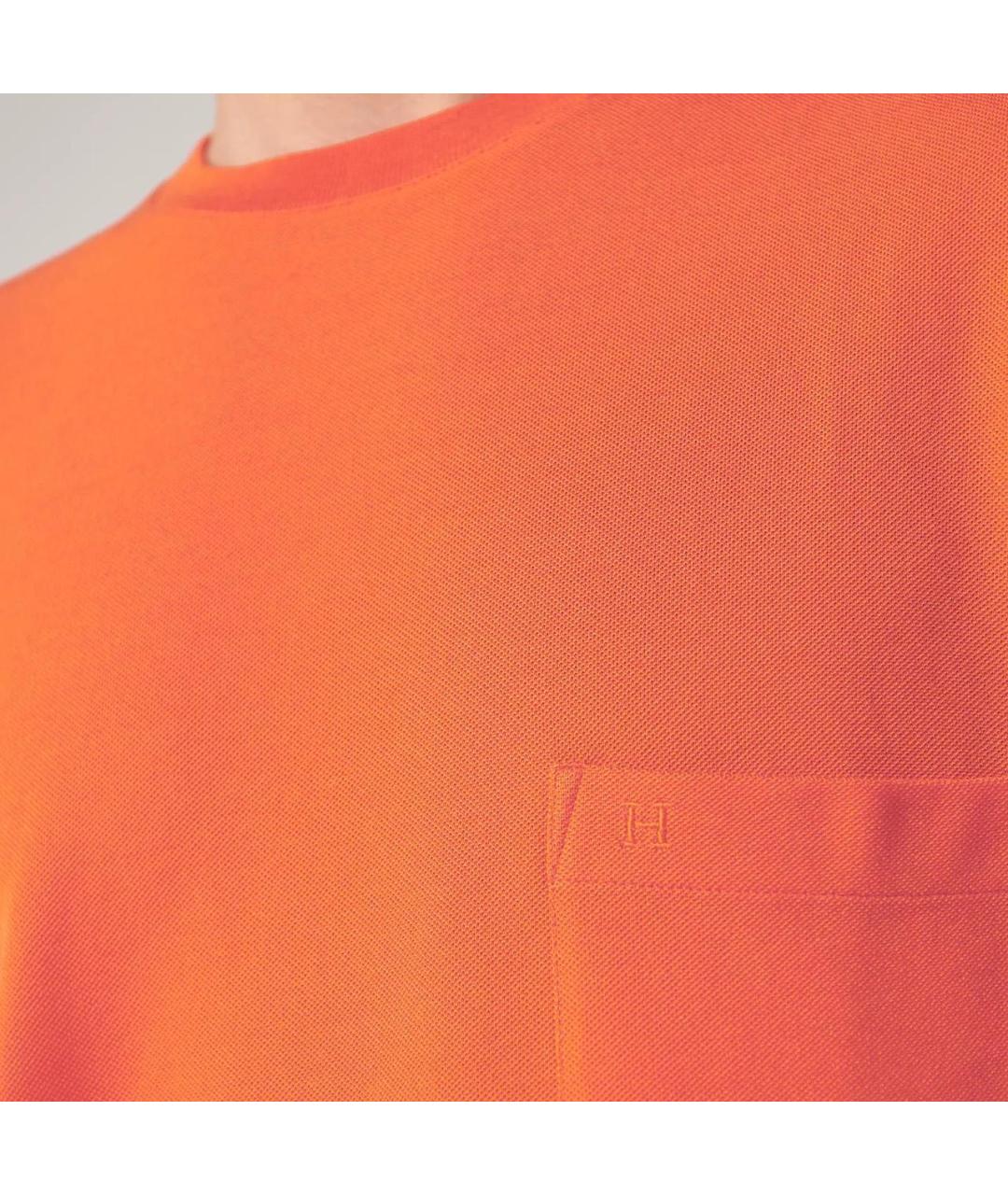 HERMES PRE-OWNED Оранжевая хлопко-эластановая футболка, фото 2