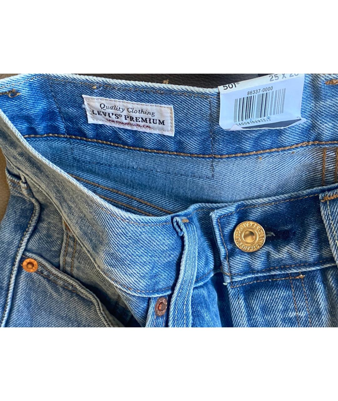 LEVI'S Голубые хлопковые прямые джинсы, фото 2