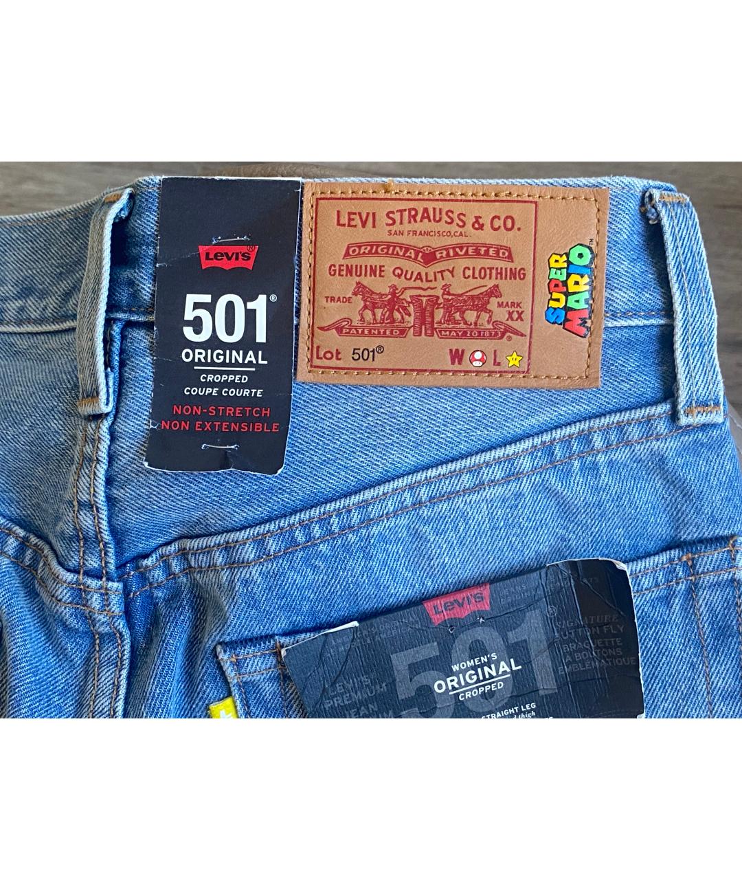 LEVI'S Голубые хлопковые прямые джинсы, фото 5