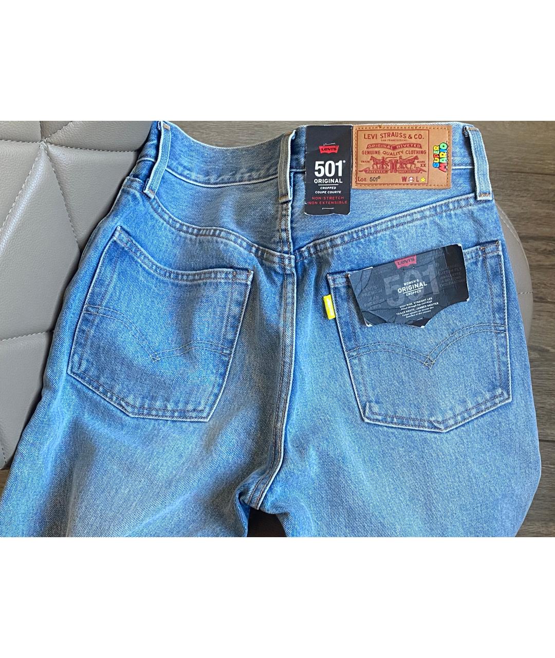 LEVI'S Голубые хлопковые прямые джинсы, фото 6