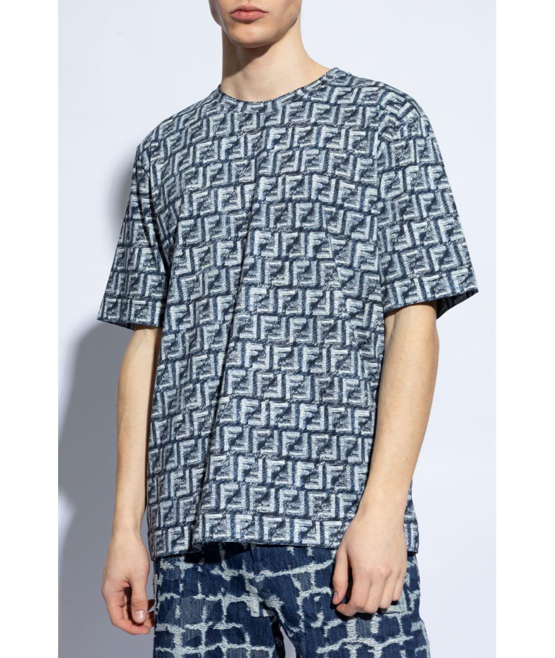 FENDI Синяя хлопковая футболка, фото 4