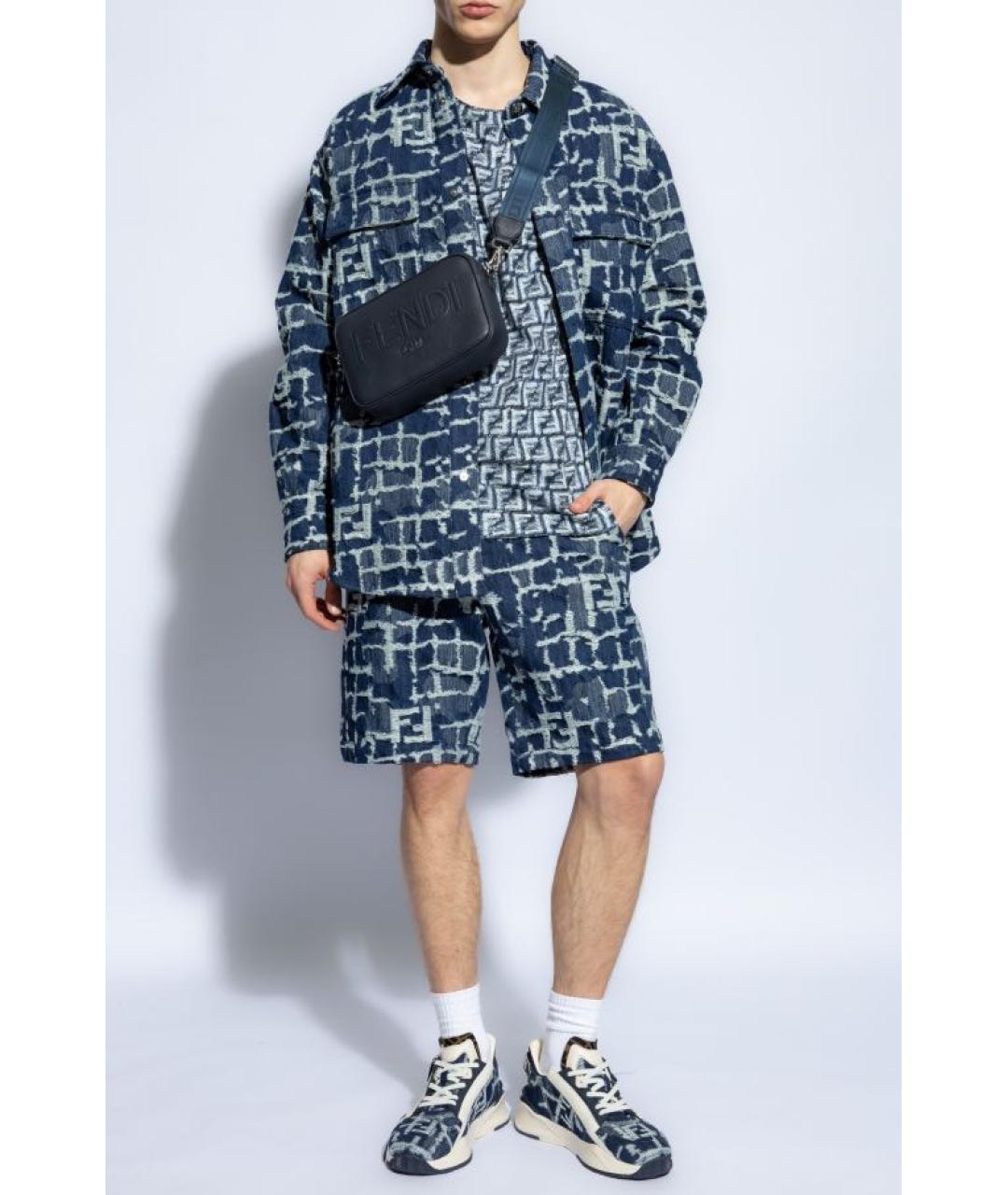 FENDI Синяя хлопковая футболка, фото 7
