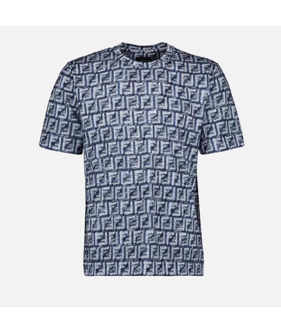 FENDI Синяя хлопковая футболка, фото 8