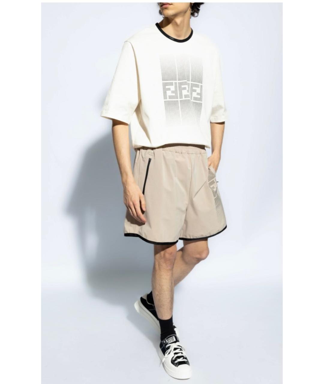 FENDI Бежевая хлопковая футболка, фото 6