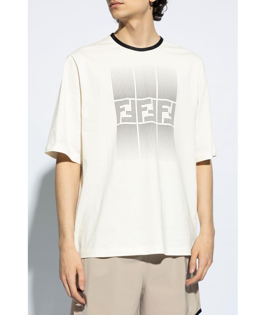 FENDI Бежевая хлопковая футболка, фото 4