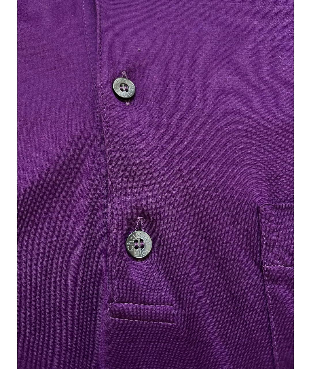 CHRISTIAN DIOR Фиолетовое хлопковое поло с коротким рукавом, фото 5