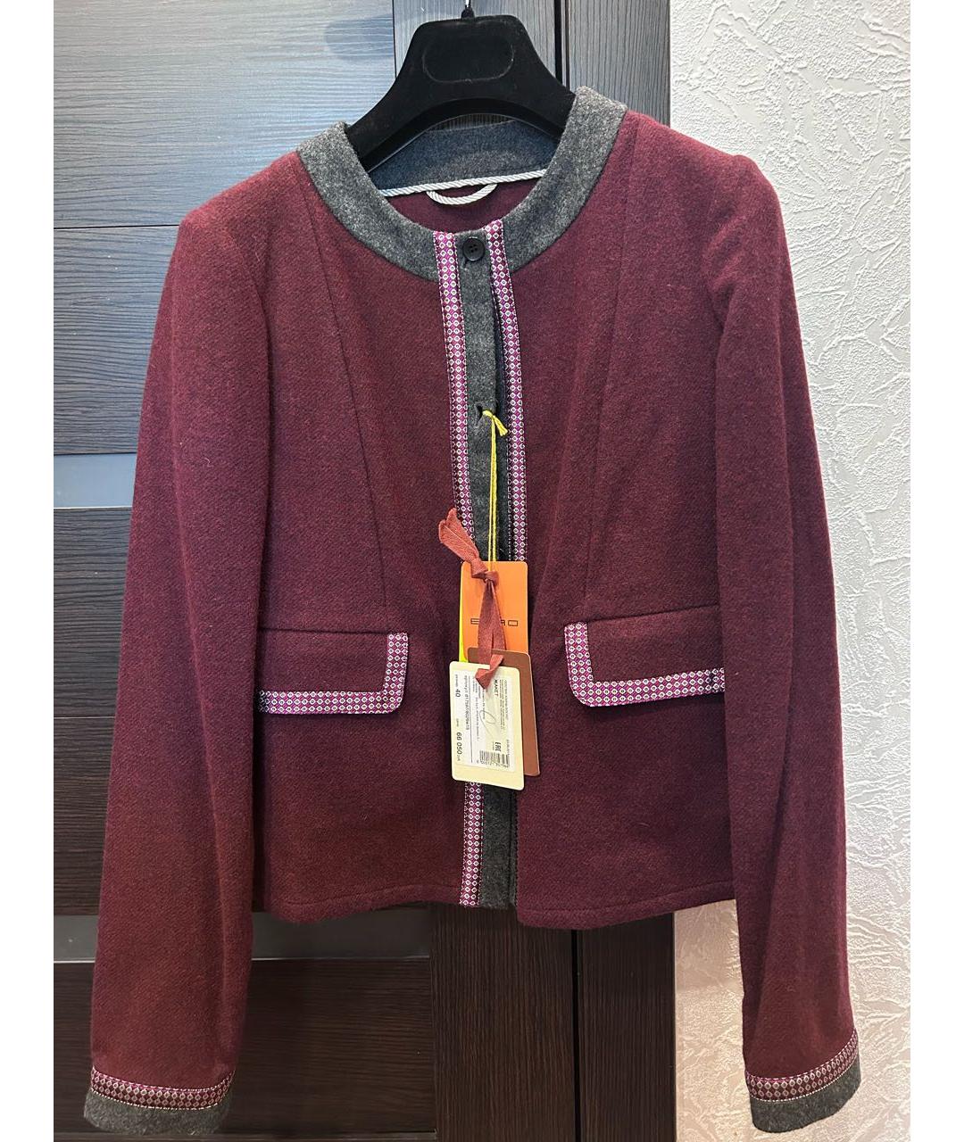 ETRO Бордовый шерстяной жакет/пиджак, фото 6