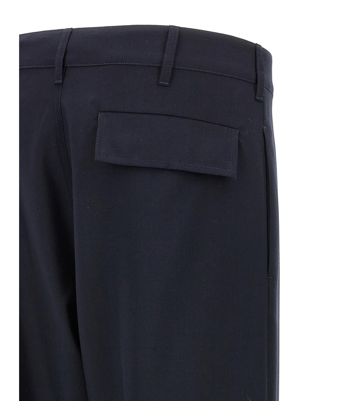 MARNI Темно-синие шерстяные повседневные брюки, фото 4